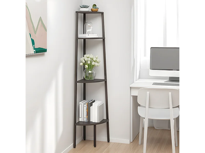 Hoekkastje met 4 schappen 45,5x31,5x150 cm zwart