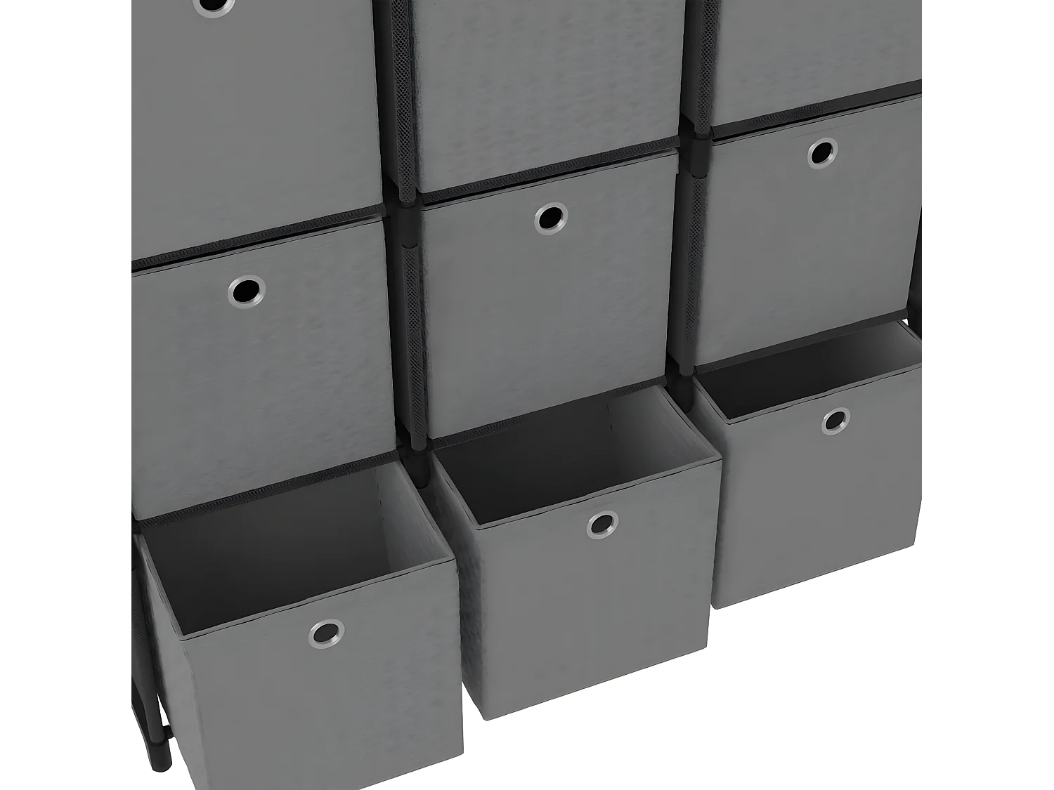 Estantería de 9 cubos con cajas tela negra 103x30x107,5 cm