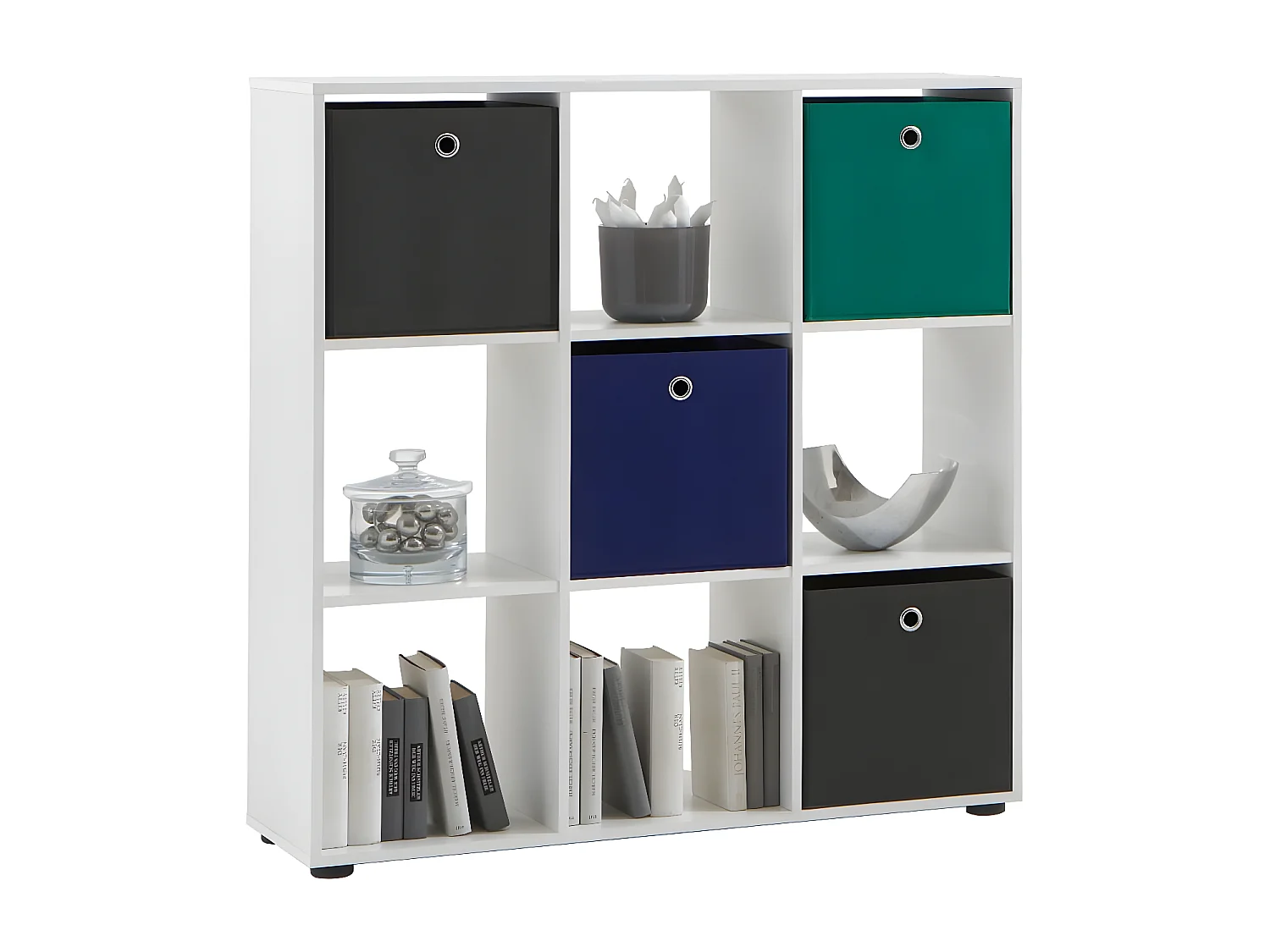 Étagère sur pied avec 9 compartiments Blanc