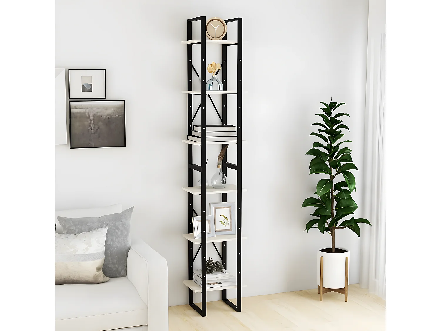 Armoire haute Blanc 40x30x210 cm Bois de pin solide