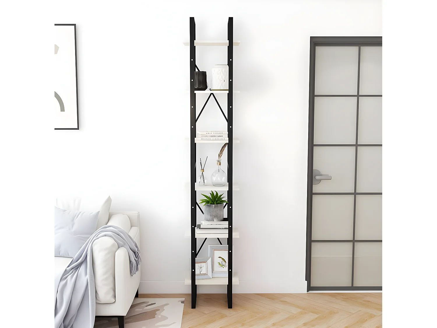 Armoire haute Blanc 40x30x210 cm Bois de pin solide