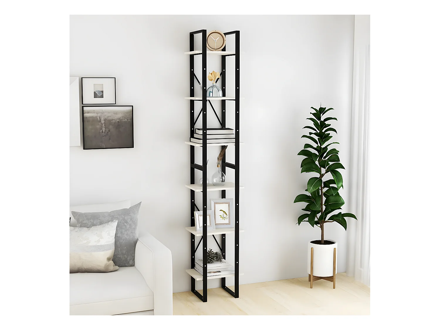 Armoire haute Blanc 40x30x210 cm Bois de pin solide
