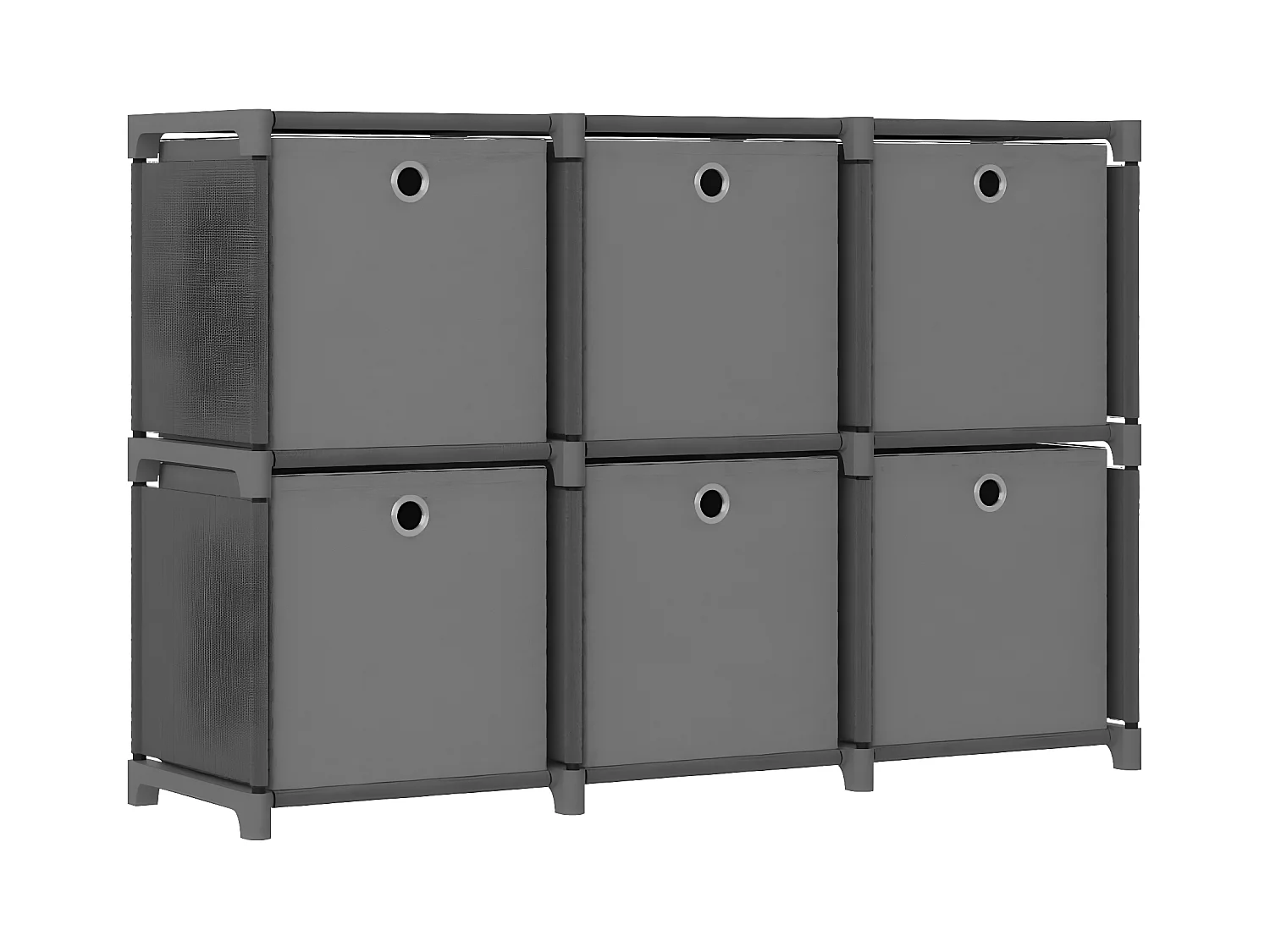 Étagère d'affichage 6 cubes et boîtes Gris 103x30x72,5 cm Tissu