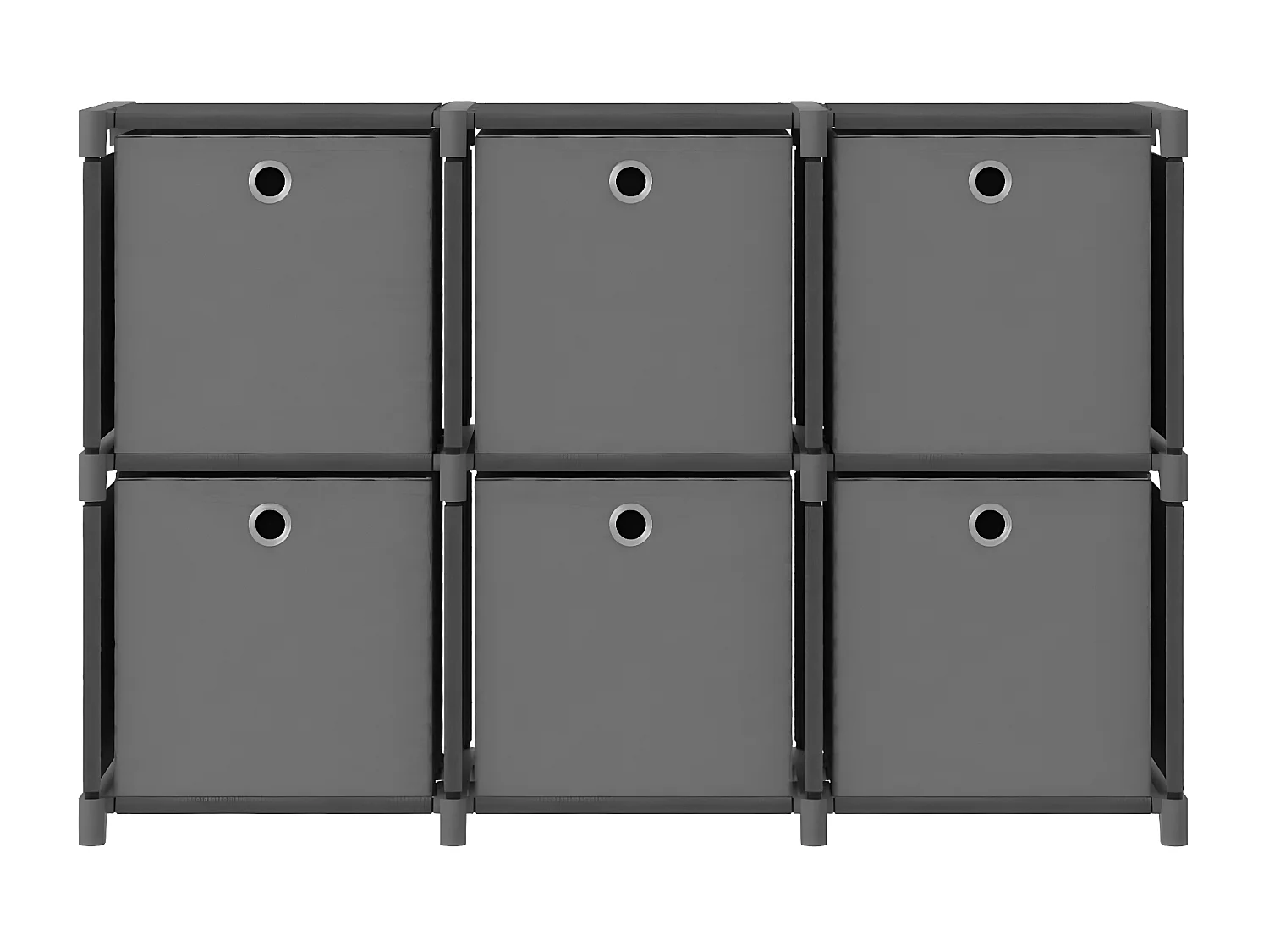 Étagère d'affichage 6 cubes et boîtes Gris 103x30x72,5 cm Tissu