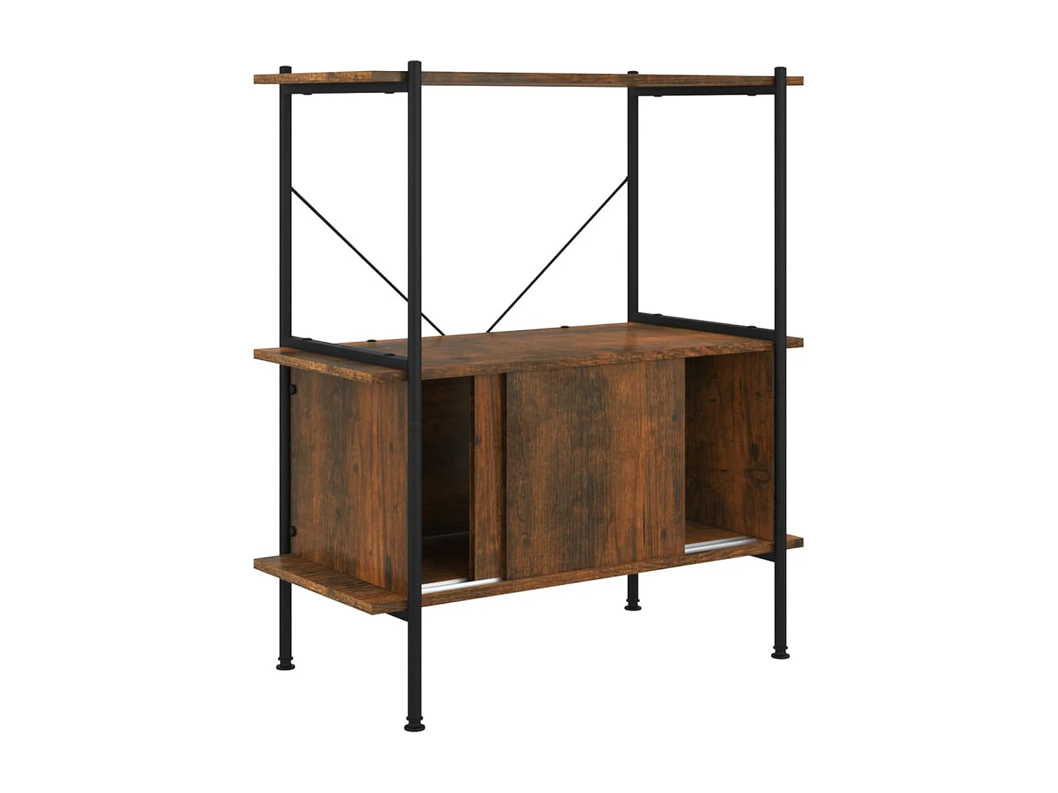 Étagère à 3 niveaux armoire 80x40x92 cm Acier bois d'ingénierie