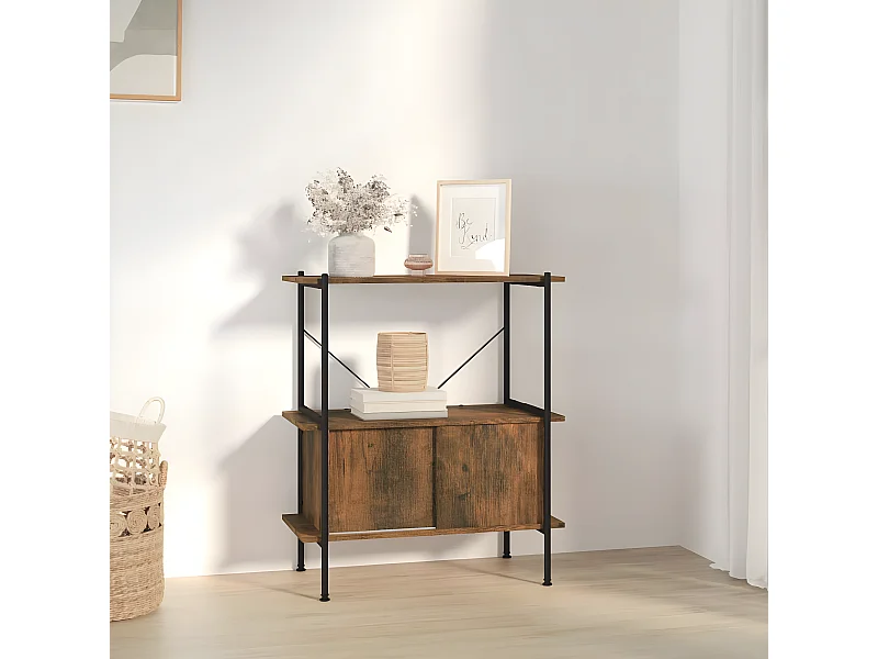 Étagère à 3 niveaux armoire 80x40x92 cm Acier bois d'ingénierie