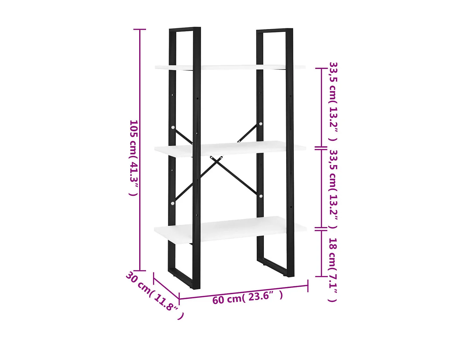 Étagère de rangement Blanc 60x30x105 cm Aggloméré