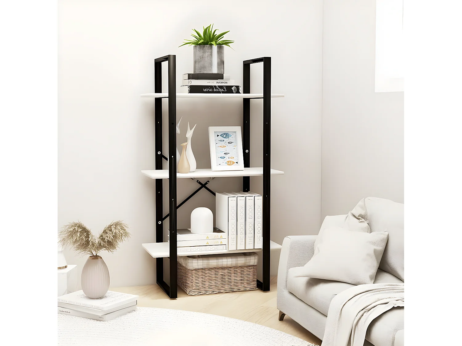 Étagère de rangement Blanc 60x30x105 cm Bois de pin massif