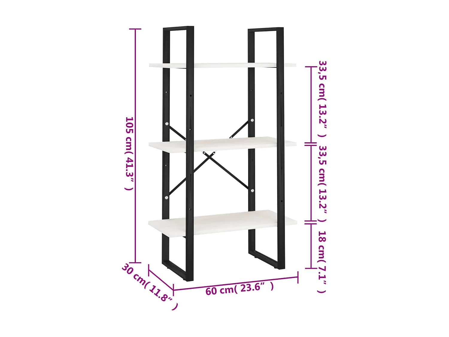 Étagère de rangement Blanc 60x30x105 cm Bois de pin massif