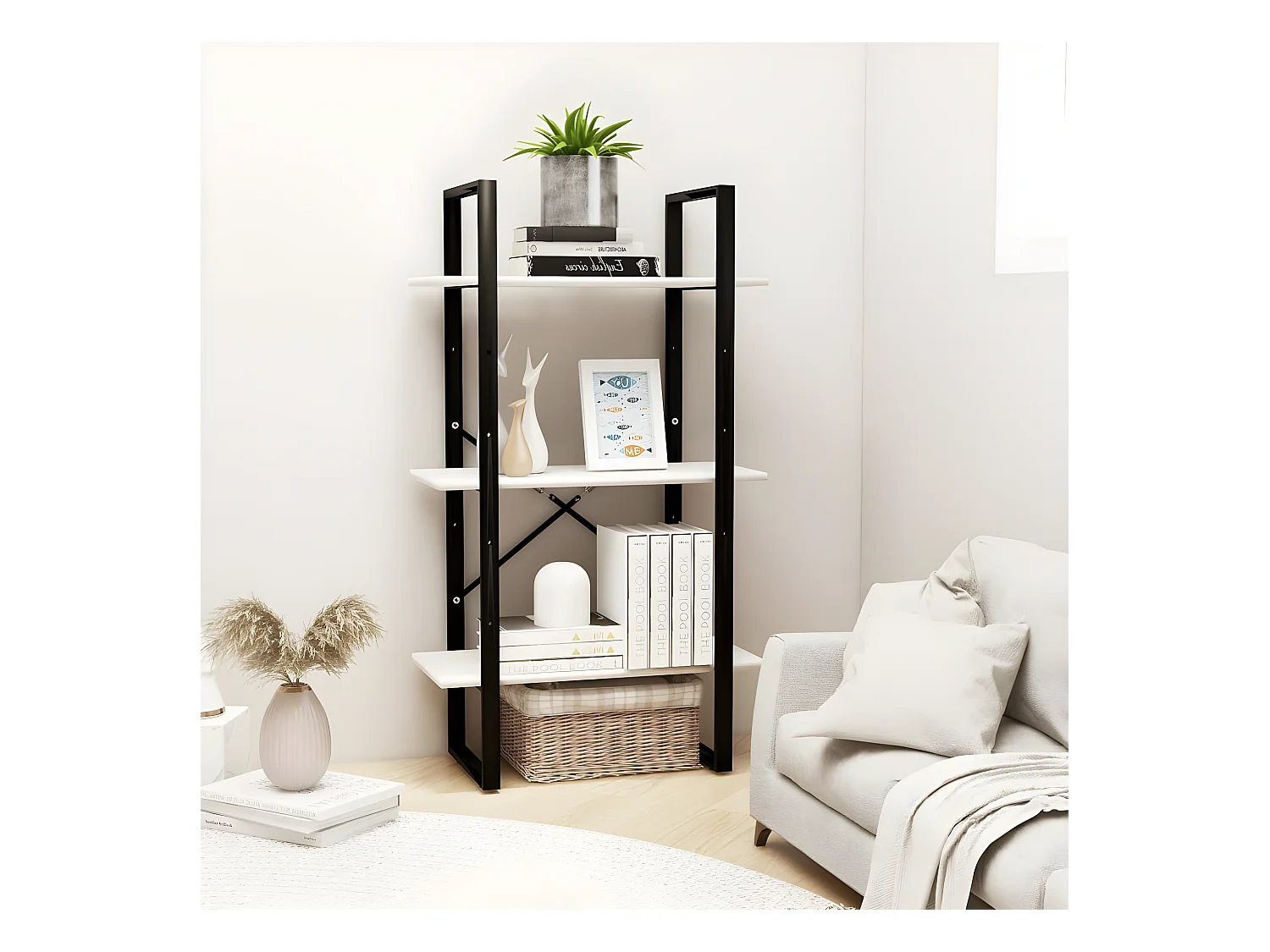 Étagère de rangement Blanc 60x30x105 cm Bois de pin massif