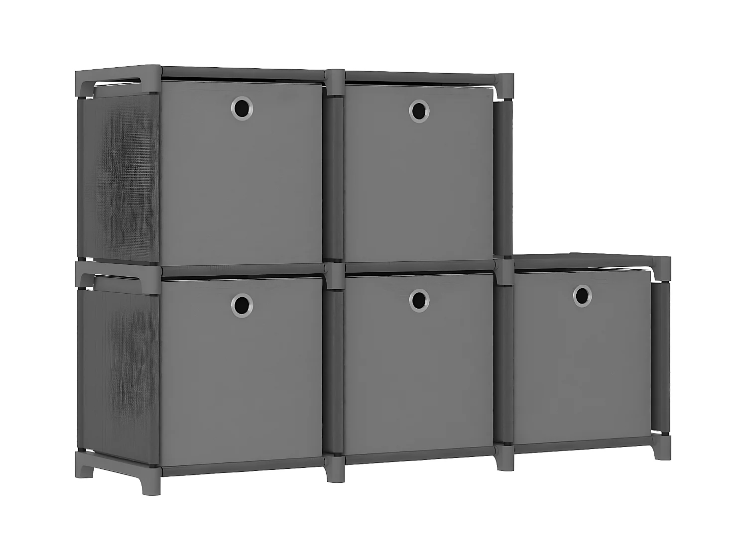 Étagère d'affichage 5 cubes et boîtes Gris 103x30x72,5 cm Tissu