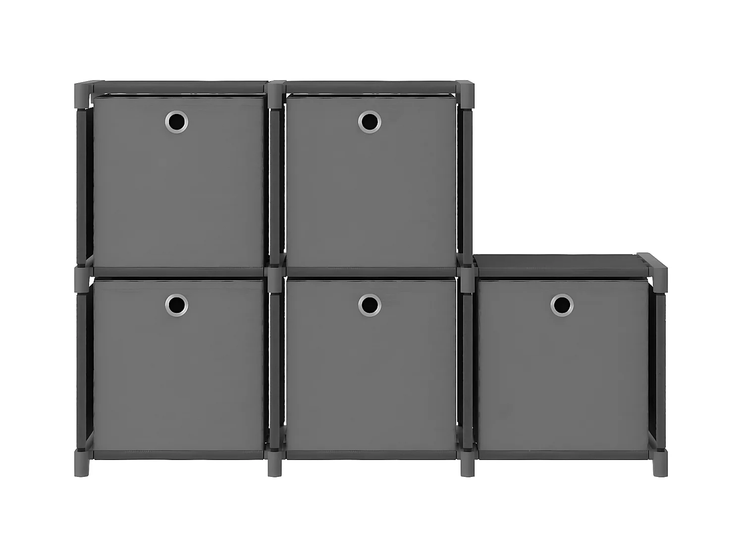 Étagère d'affichage 5 cubes et boîtes Gris 103x30x72,5 cm Tissu