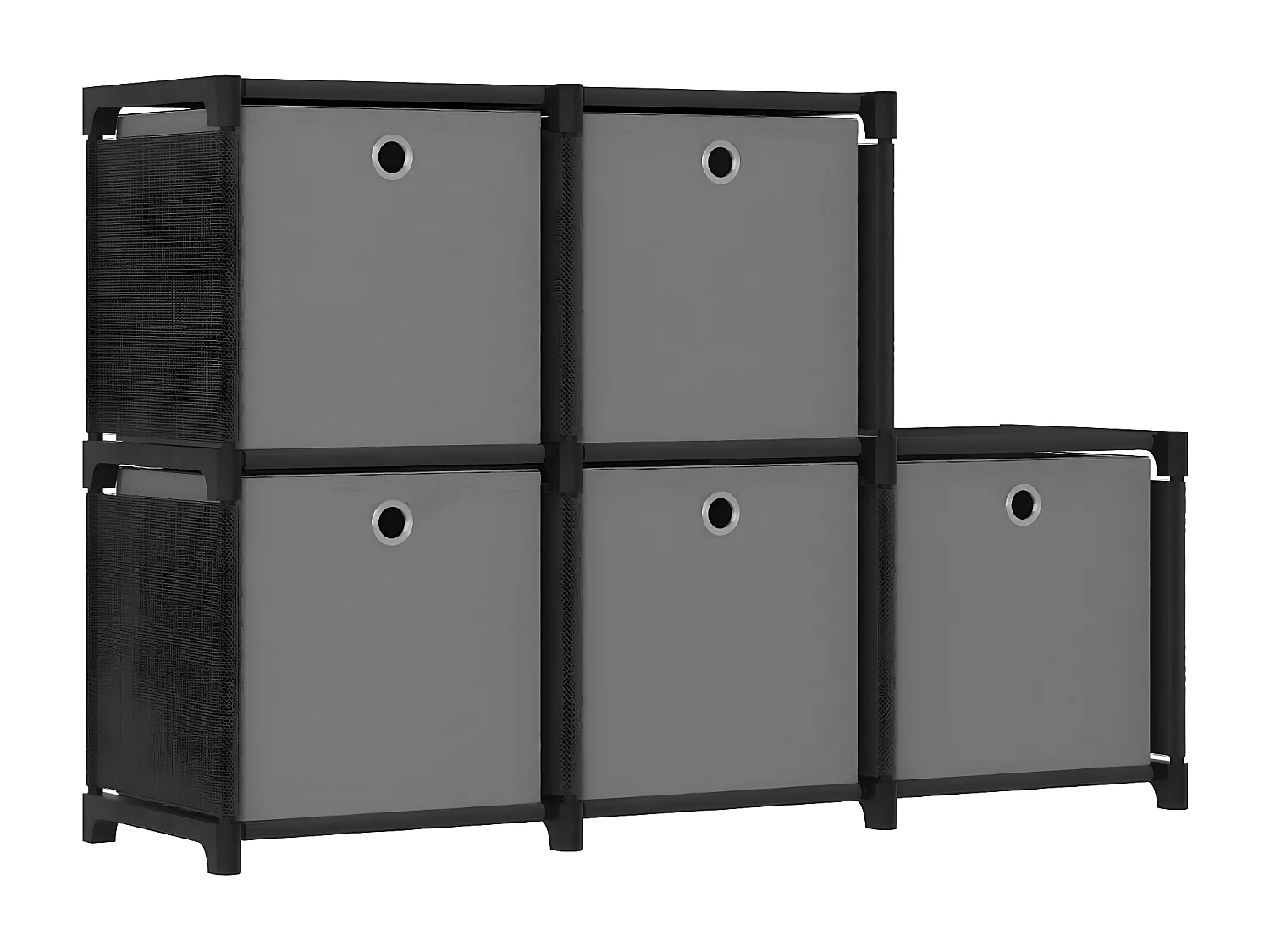 Étagère d'affichage 5 cubes et boîtes Noir 103x30x72,5 cm Tissu