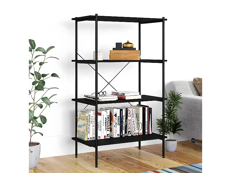 Opbergrek 4-laags 80x40x130 cm zwart