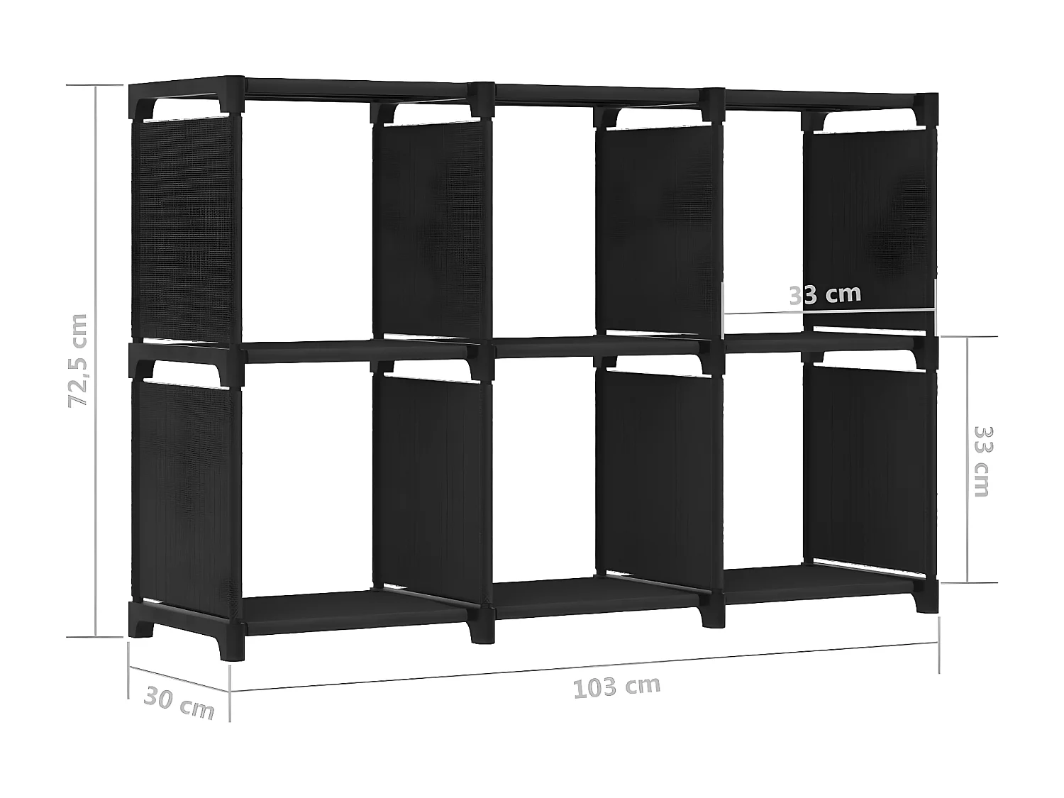 Unidade de prateleiras 6 cubos 103x30x72,5 cm tecido preto