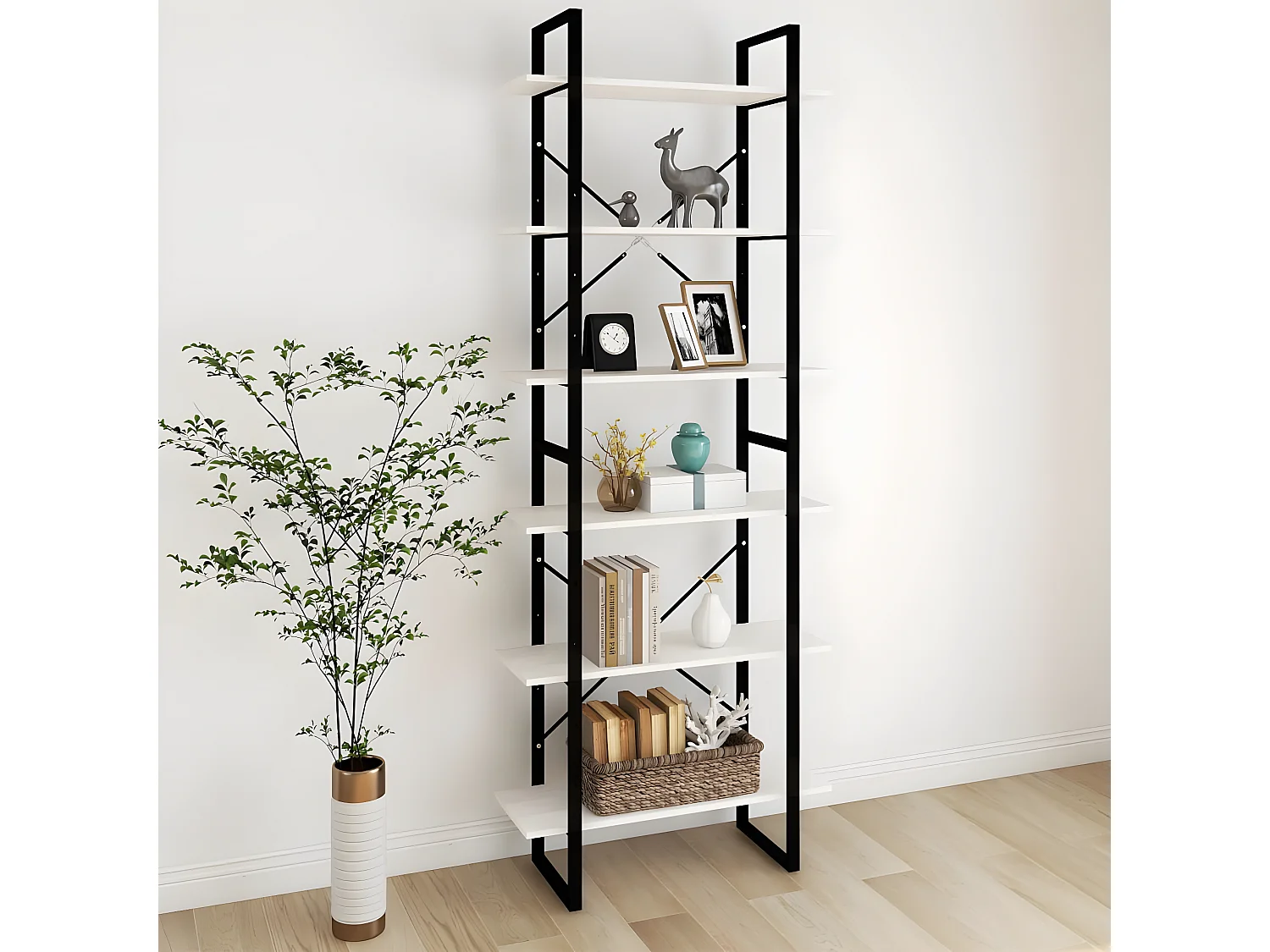 Armoire haute Blanc 80x30x210 cm Bois de pin solide