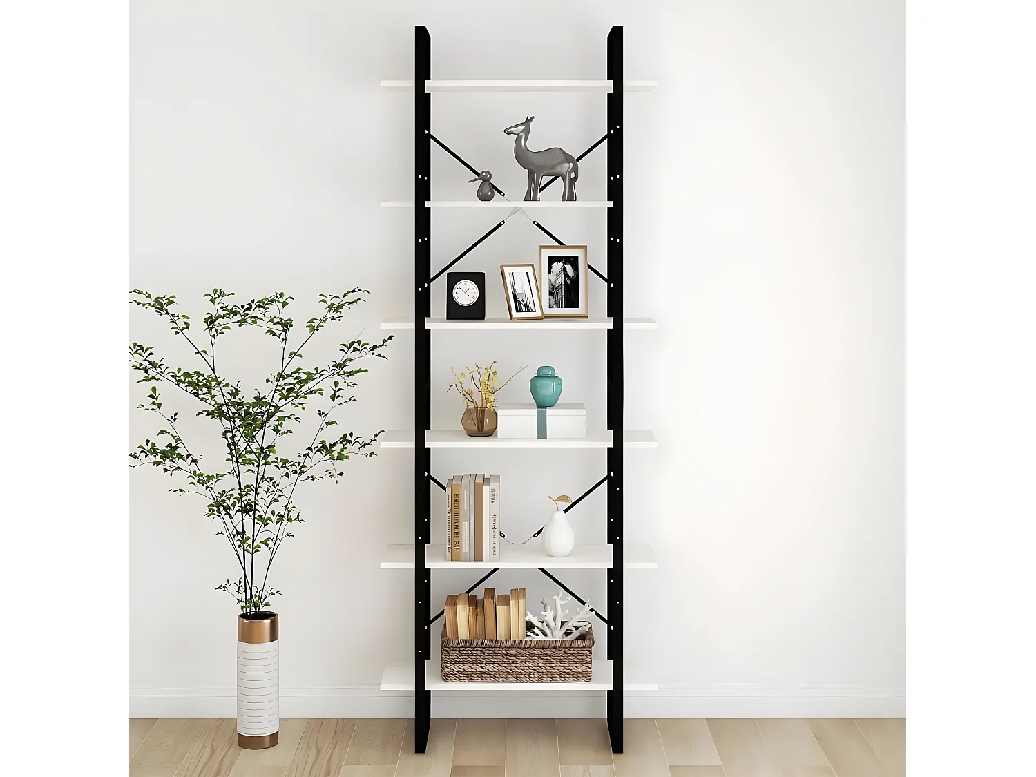 Armoire haute Blanc 80x30x210 cm Bois de pin solide