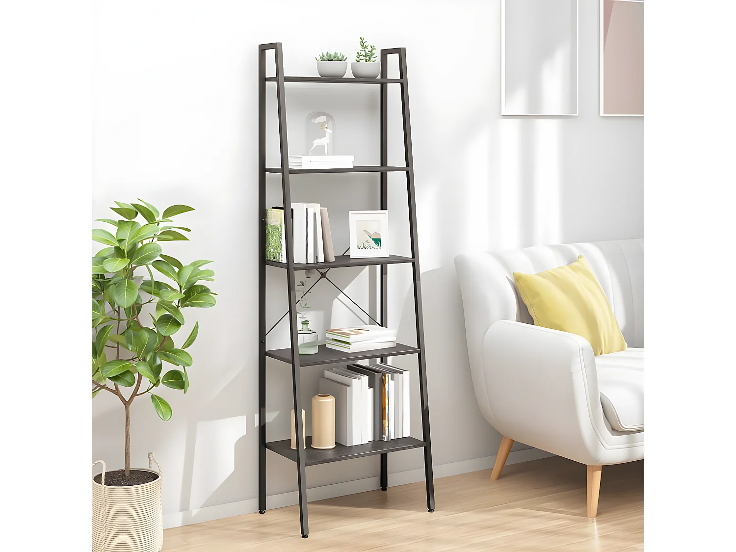 Opbergmeubel met 5 lagen 56x35x174 cm zwart