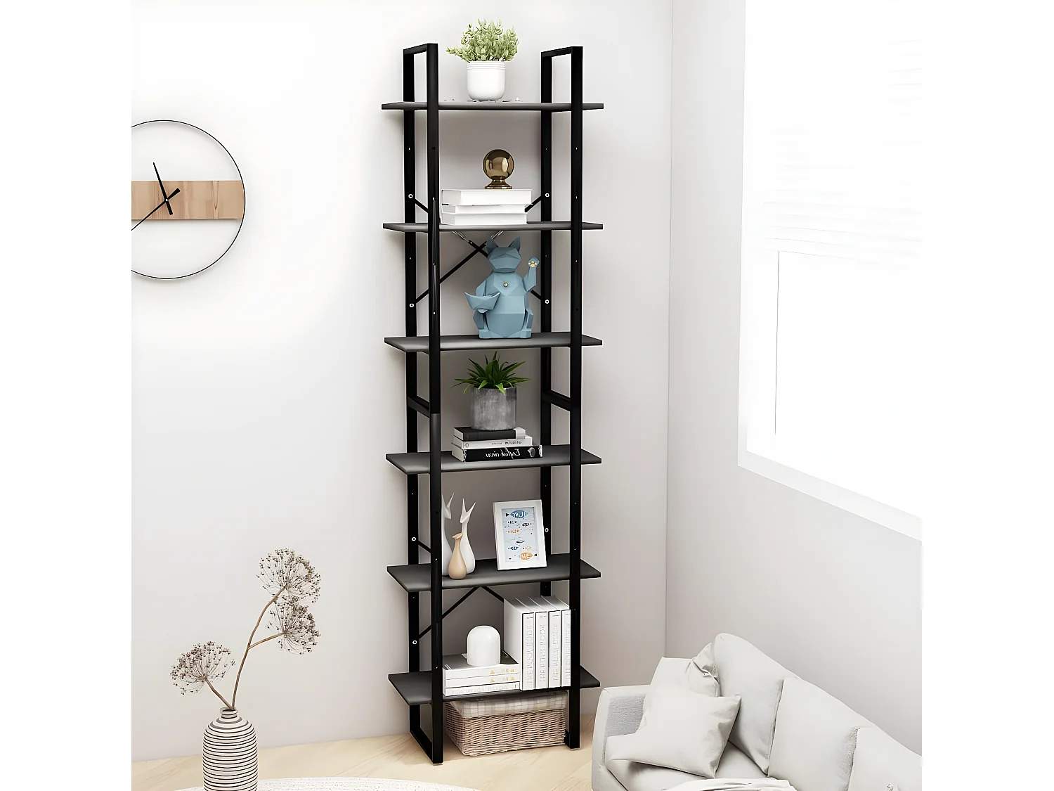 Étagère de rangement Gris 60x30x210 cm Bois d'ingénierie