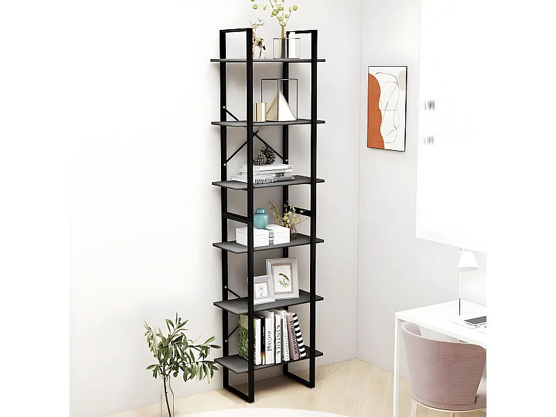 Étagère de rangement Gris 60x30x210 cm Bois d'ingénierie