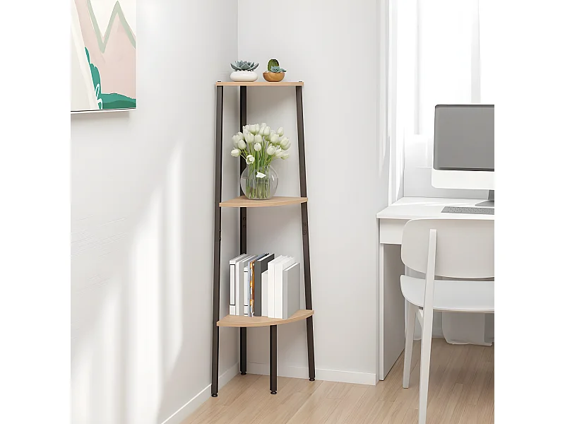 Unidade 3 pratel. de canto 45,5x31,5x120cm castanho-claro/preto