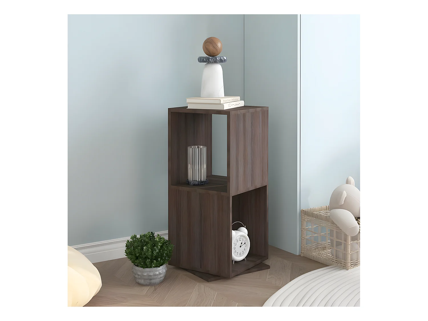 Armoire rotative Gris et chêne 34,5x34,5x75,5 cm Aggloméré