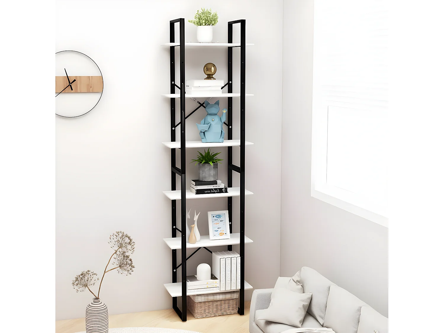 Étagère de rangement Blanc 60x30x210 cm Bois d'ingénierie