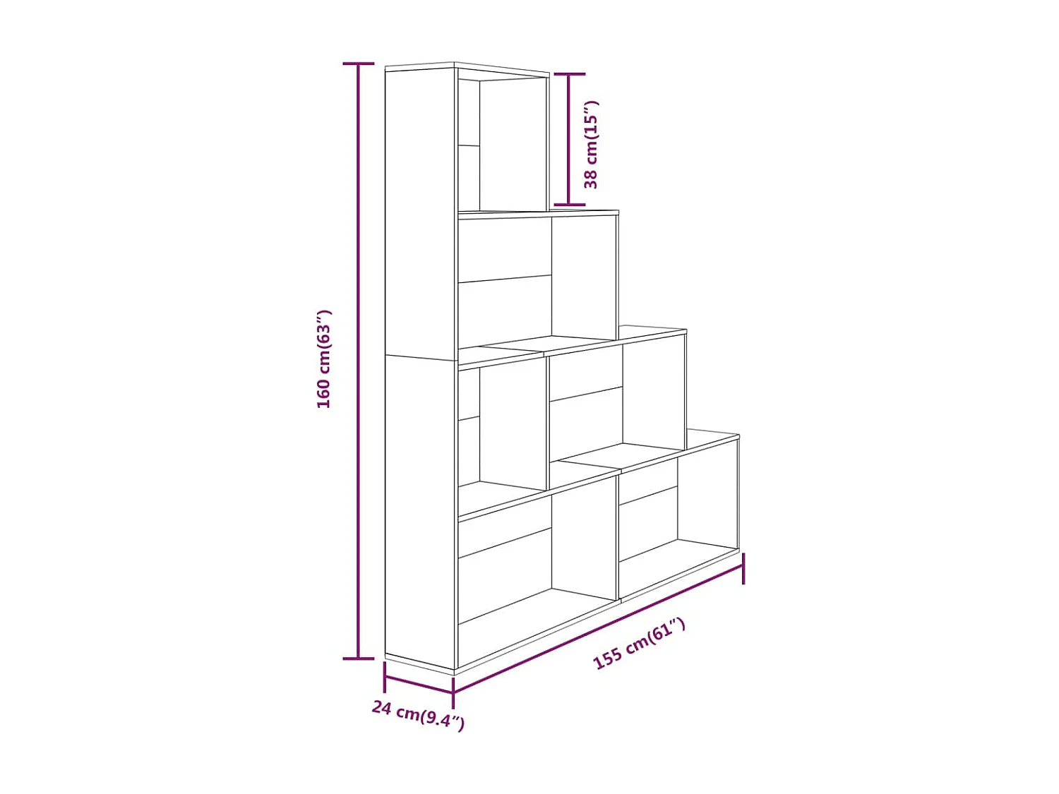 Boekenkast 155x24x160 cm grijs sonoma eikenkleurig