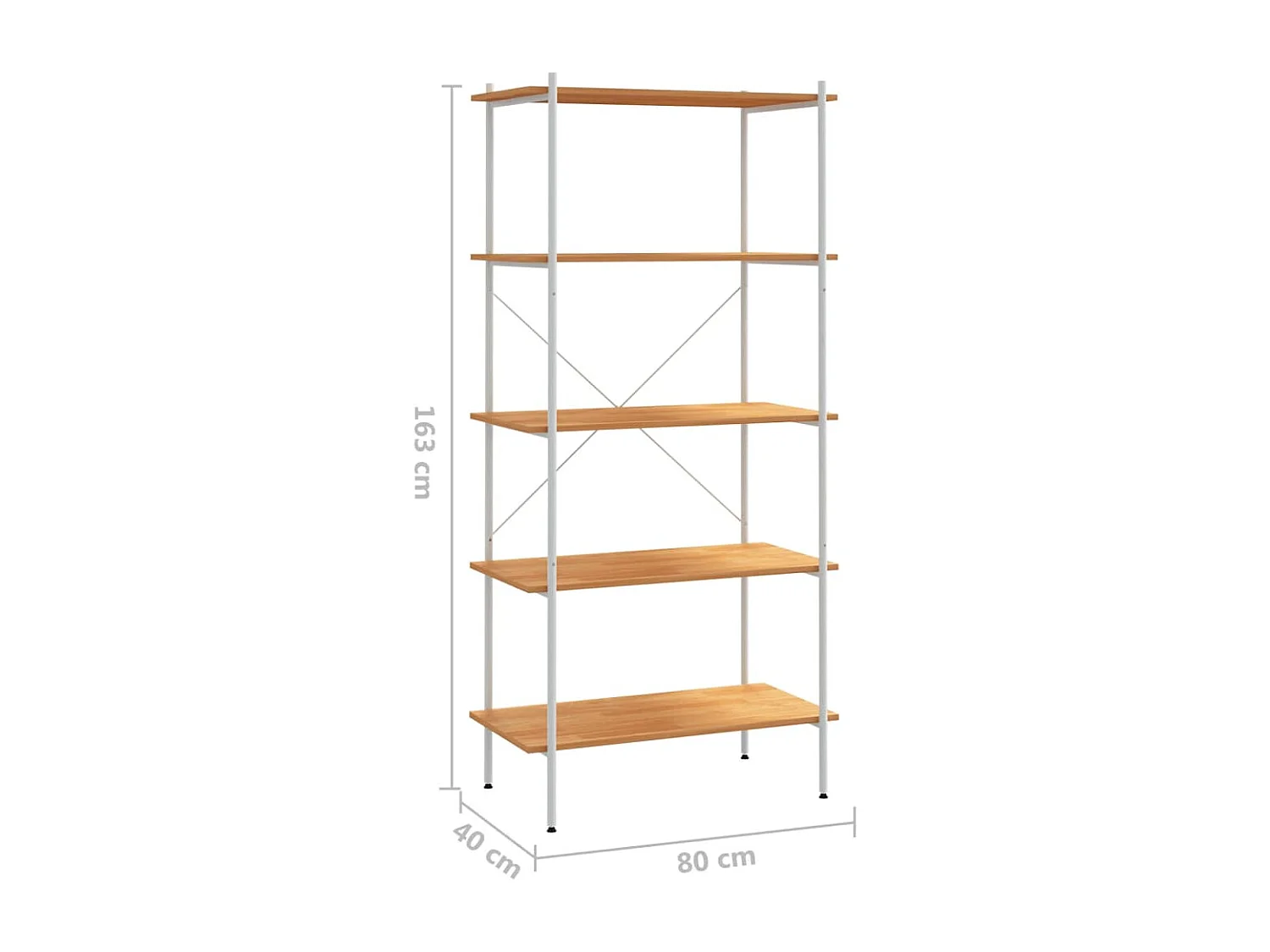 Opbergrek 5-laags 80x40x163 cm wit en eikenkleurig
