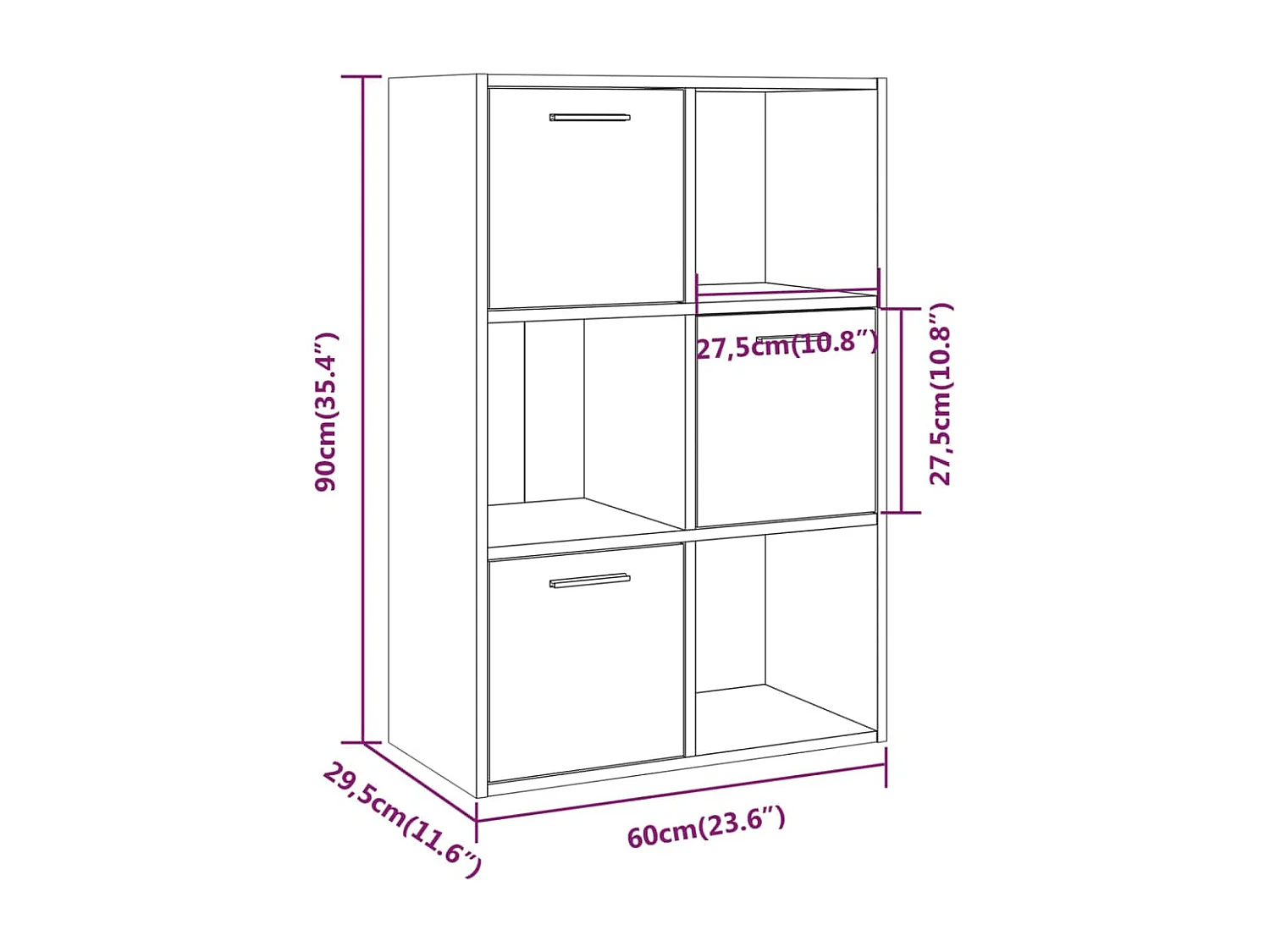 Mueble de almacenaje roble ahumado 60x29,5x90 cm