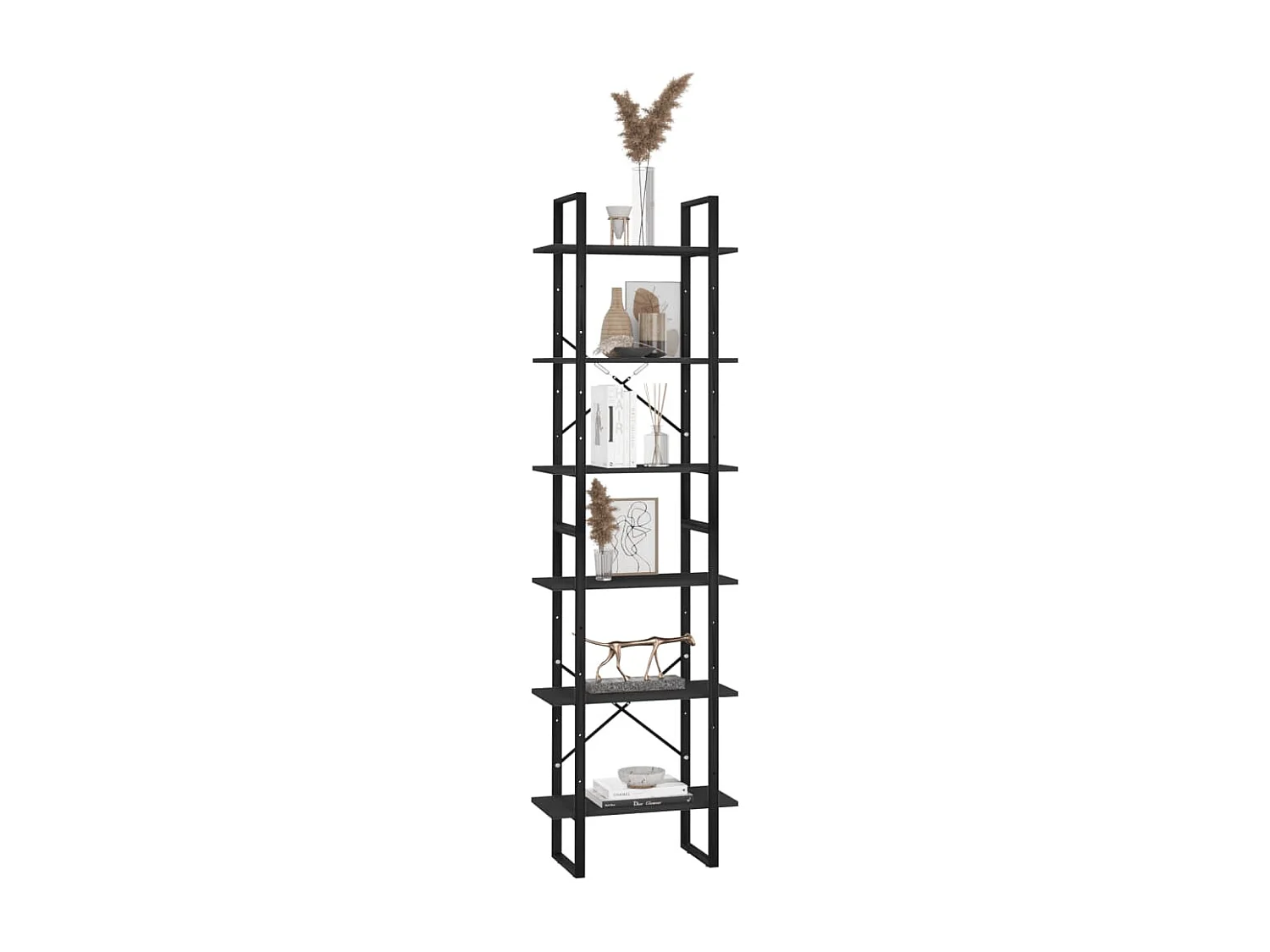 Estantería de madera contrachapada negro 60x30x210 cm