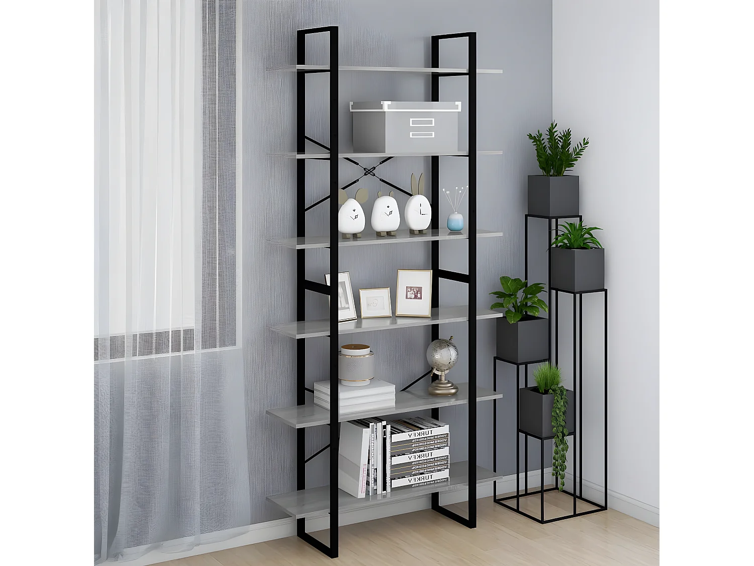 Estantería madera contrachapada gris Sonoma 100x30x210 cm