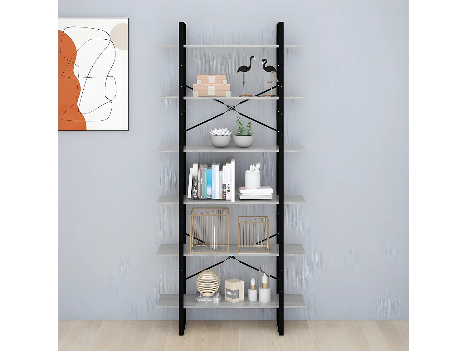 Estantería madera contrachapada gris Sonoma 100x30x210 cm