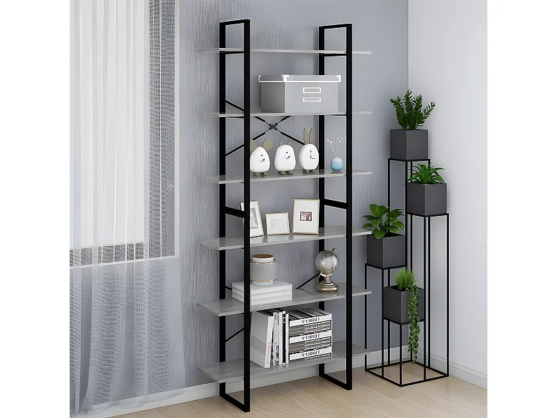 Hoge kastukken100x30x210 cm bewerkt hout grijs sonoma eikenkleurig