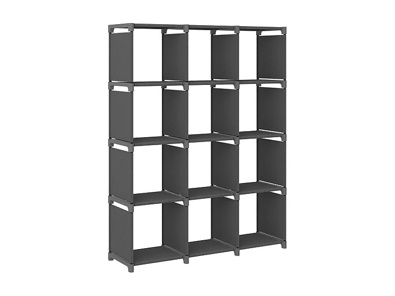 Unidade de prateleiras 12 cubos 103x30x141 cm tecido cinzento