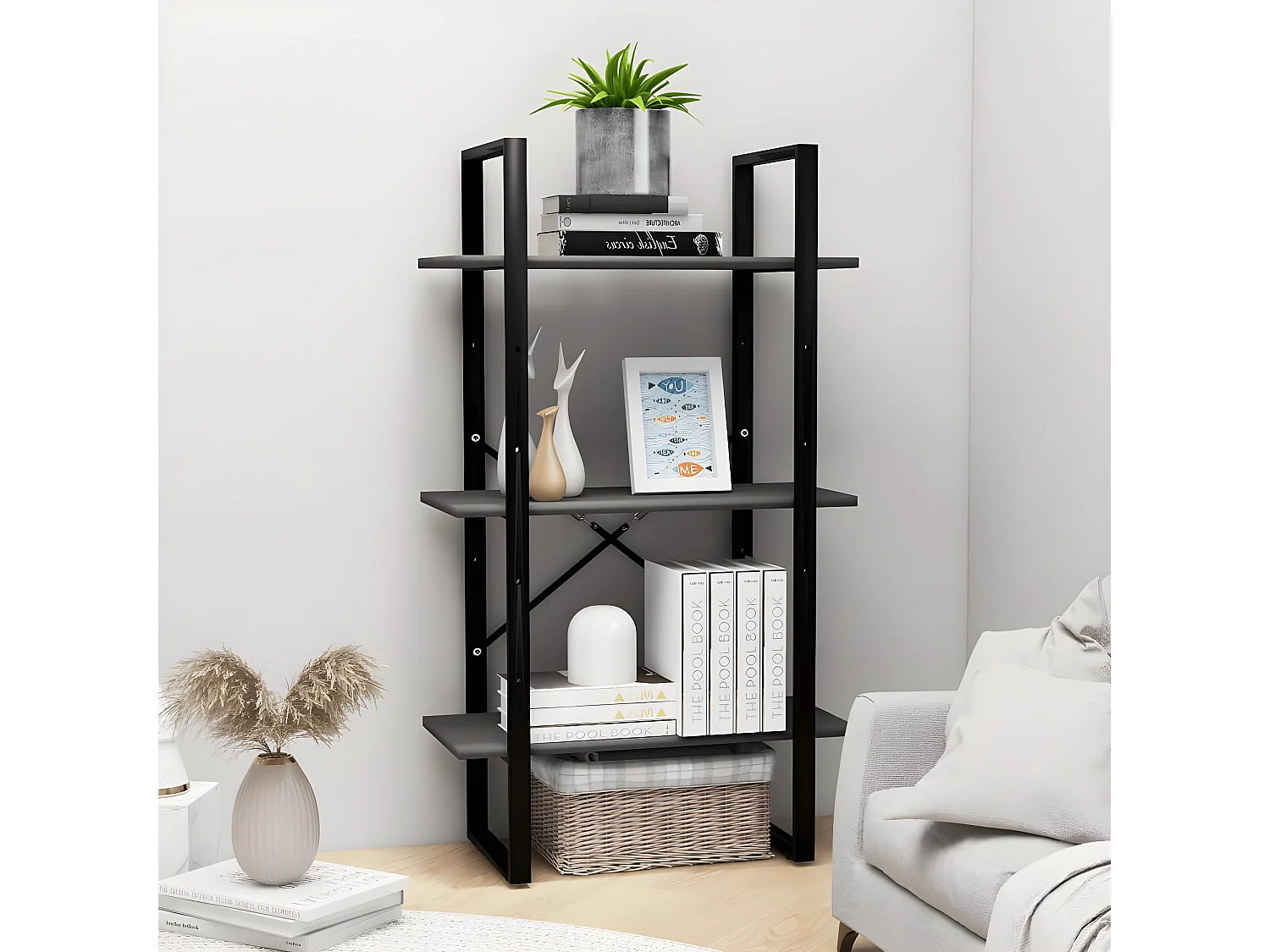 Étagère de rangement Gris 60x30x105 cm Aggloméré