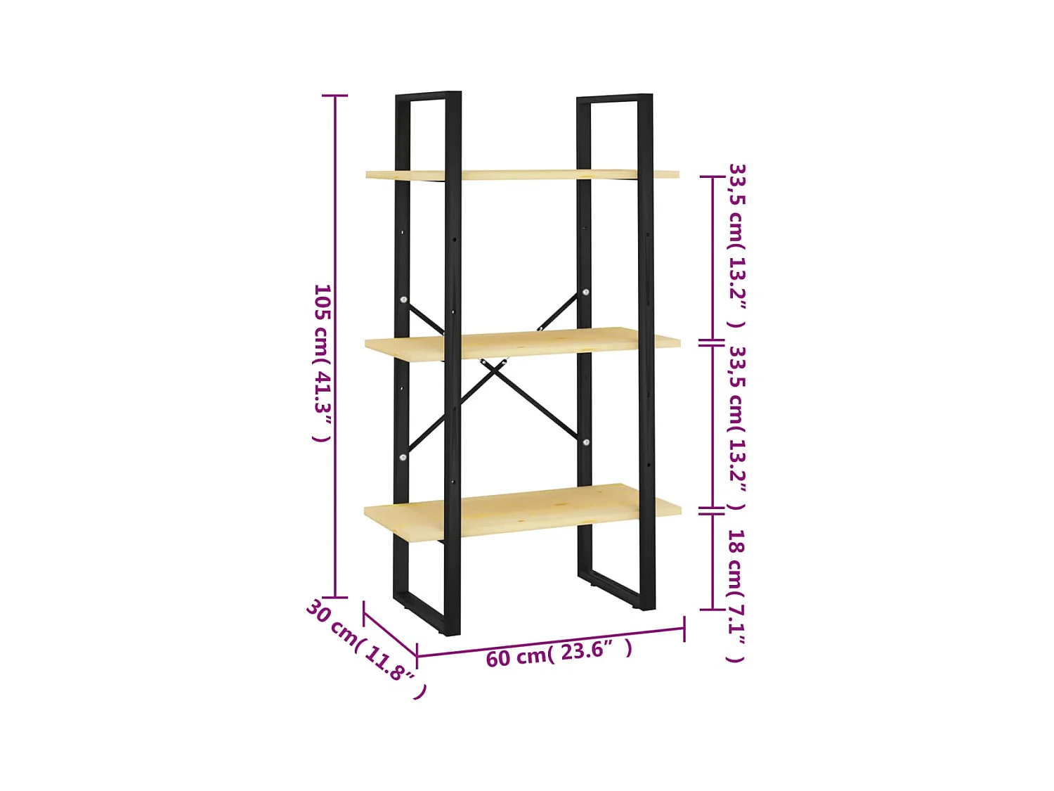 Étagère de rangement 60x30x105 cm Bois de pin massif