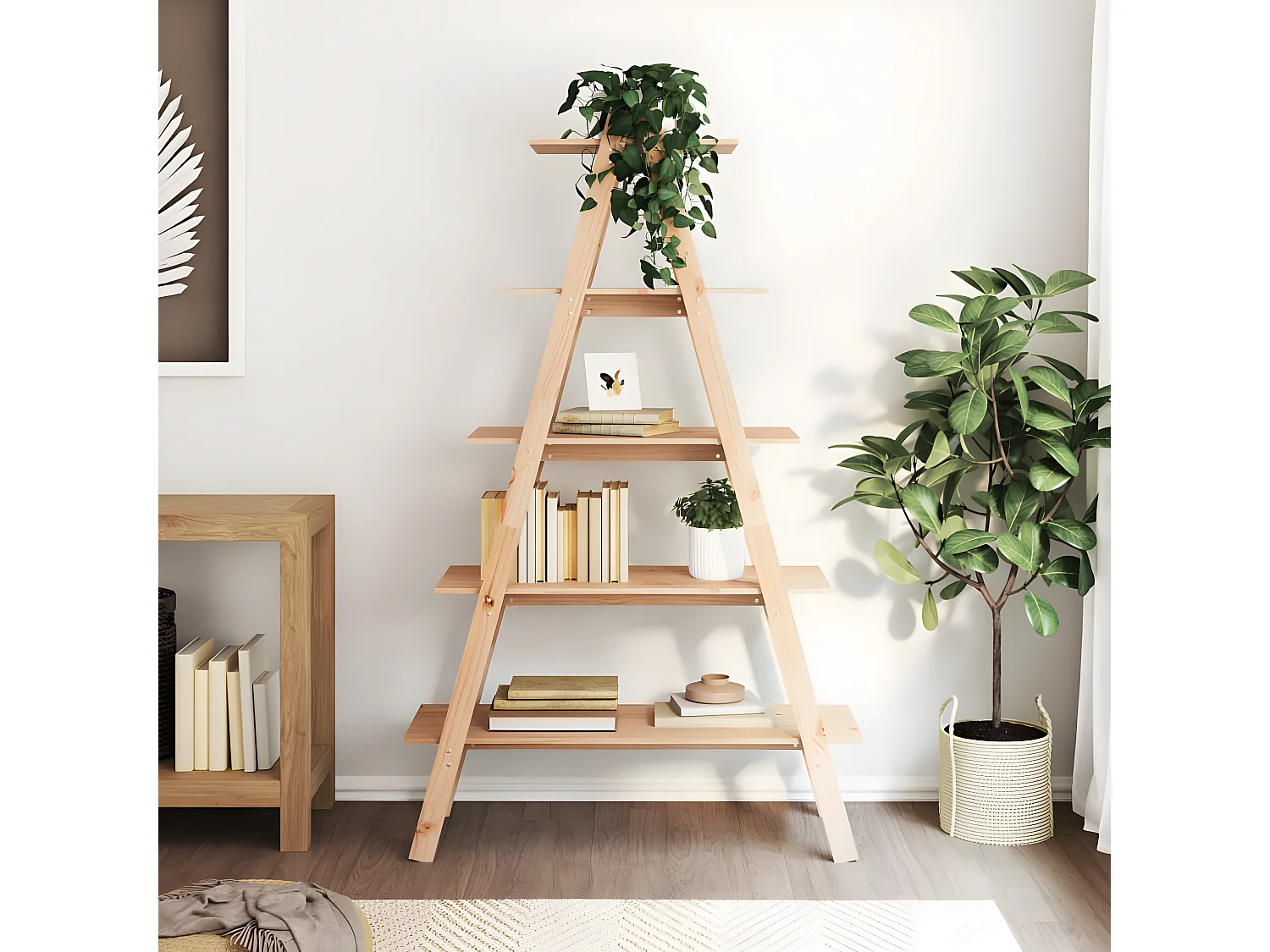 Étagère 5 niveaux en forme de A 110x40x180,5 cm bois pin massif