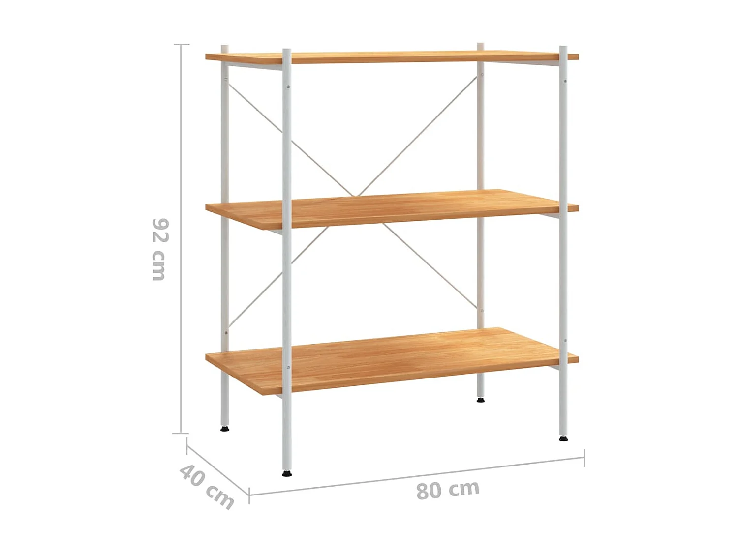 Unidade com 3 prateleiras 80x40x92 cm branco/cor de carvalho