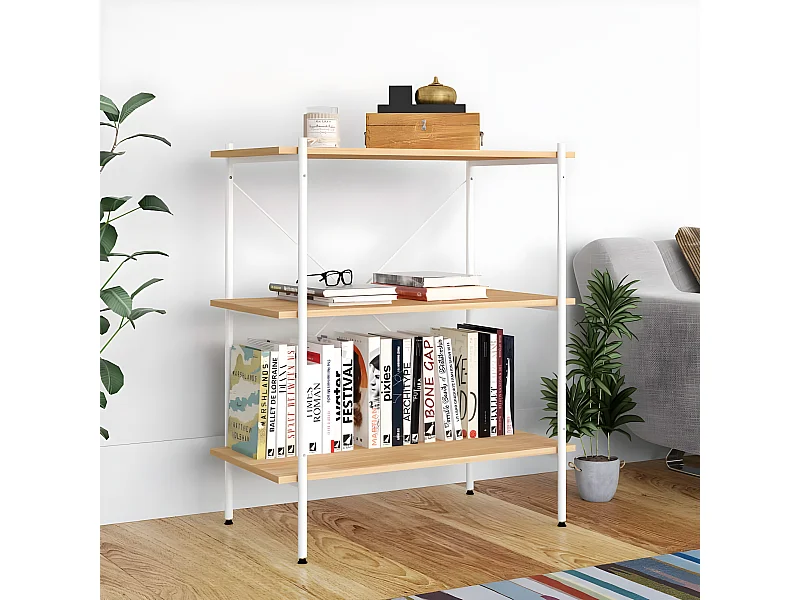 Unidade com 3 prateleiras 80x40x92 cm branco/cor de carvalho