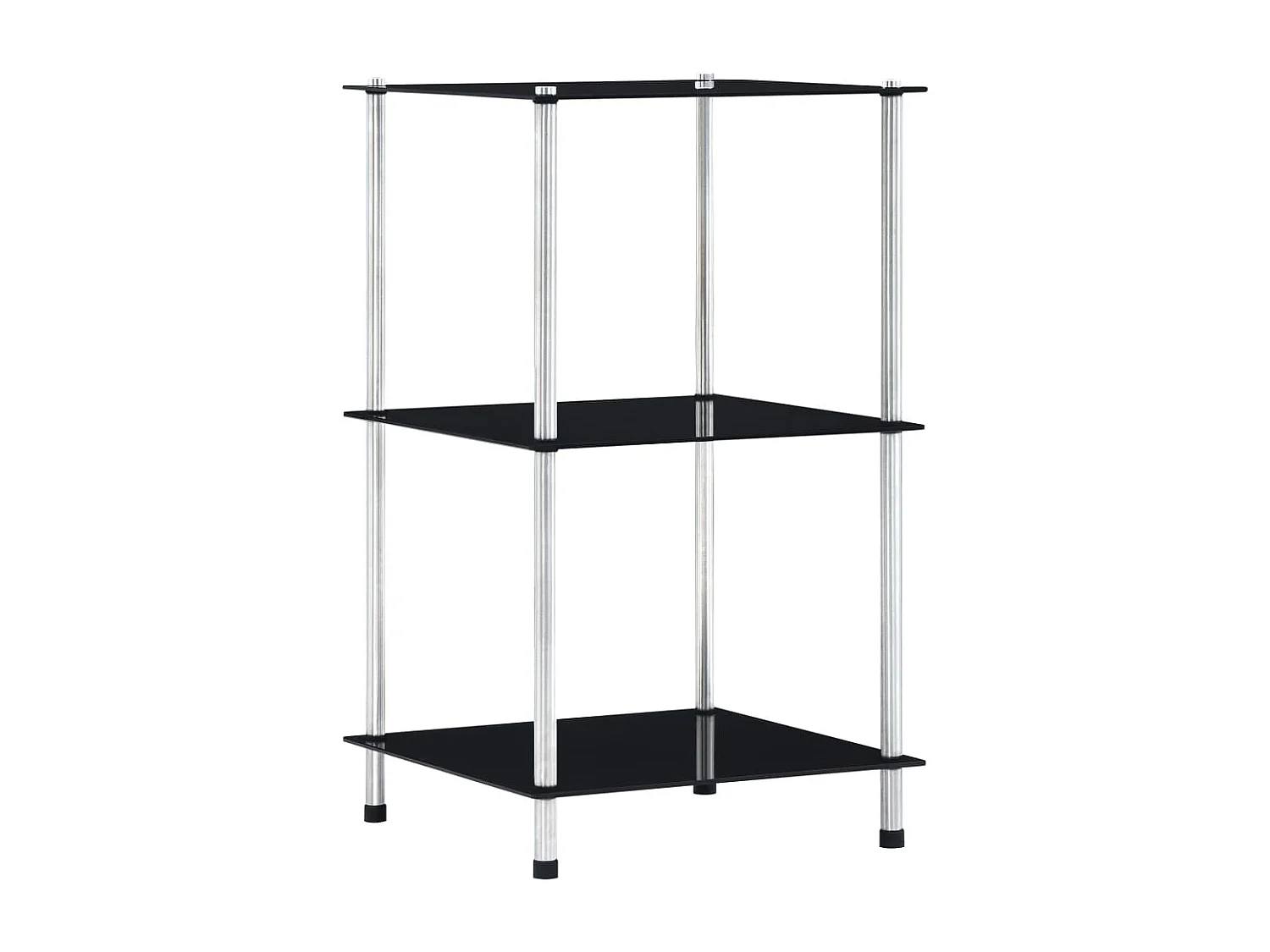 Kastje 3-laags 40x40x67 cm gehard glas zwart