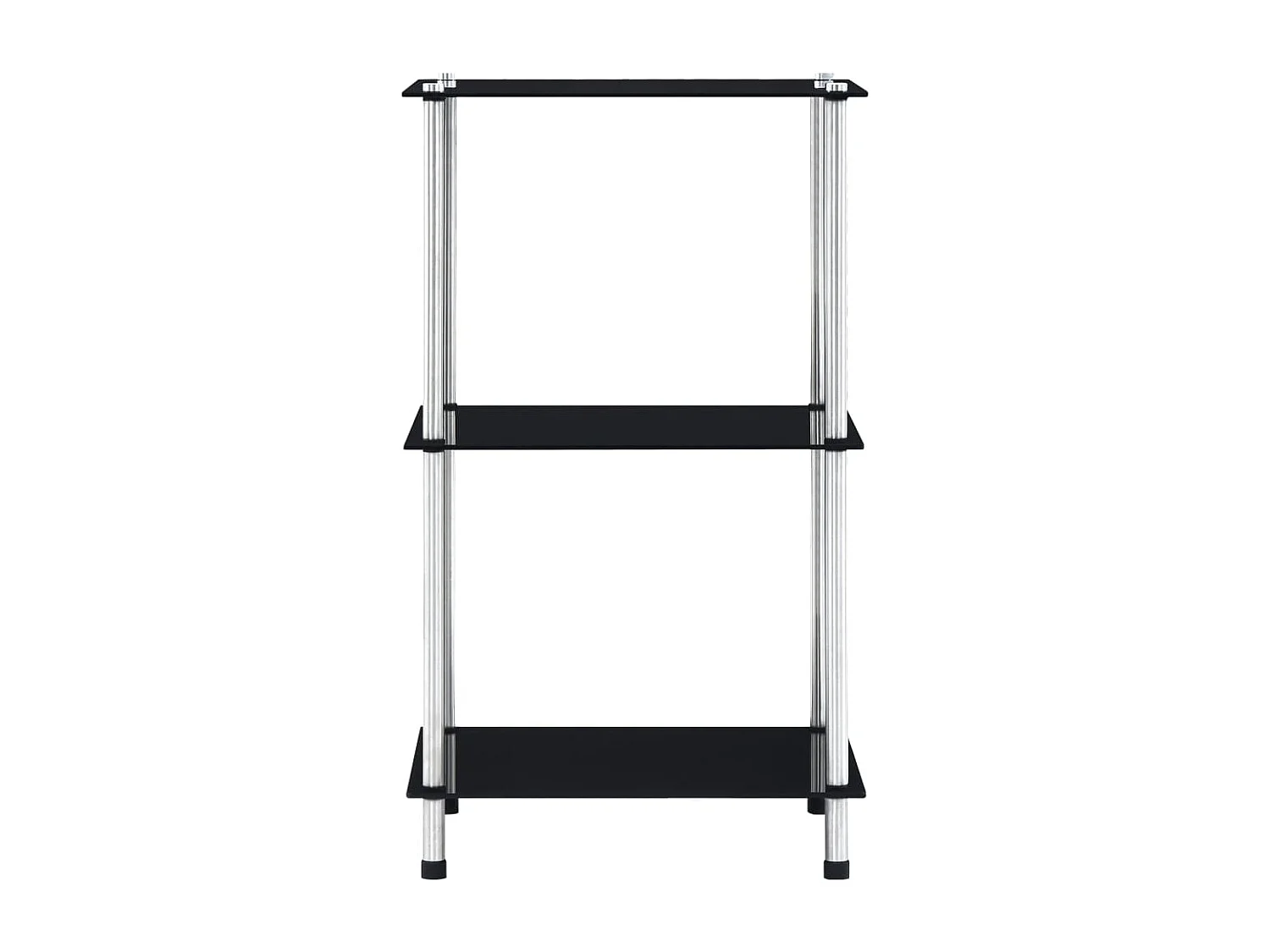 Kastje 3-laags 40x40x67 cm gehard glas zwart