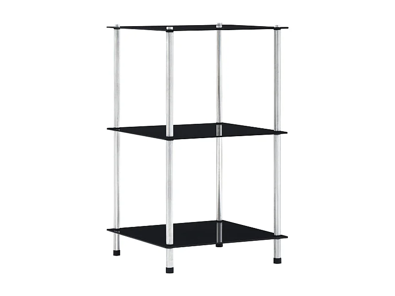 Kastje 3-laags 40x40x67 cm gehard glas zwart