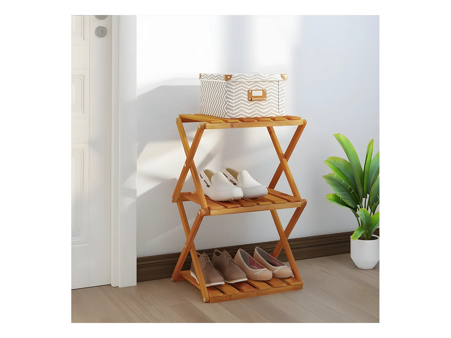Étagère pliable à 3 niveaux Marron 43x31x63 cm Bois d'acacia