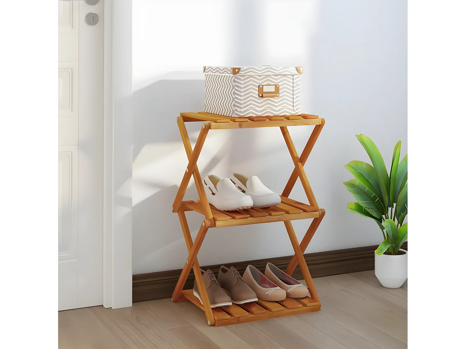 Étagère pliable à 3 niveaux Marron 43x31x63 cm Bois d'acacia