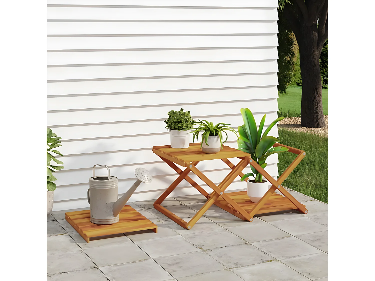 Étagère pliable à 3 niveaux Marron 43x31x63 cm Bois d'acacia