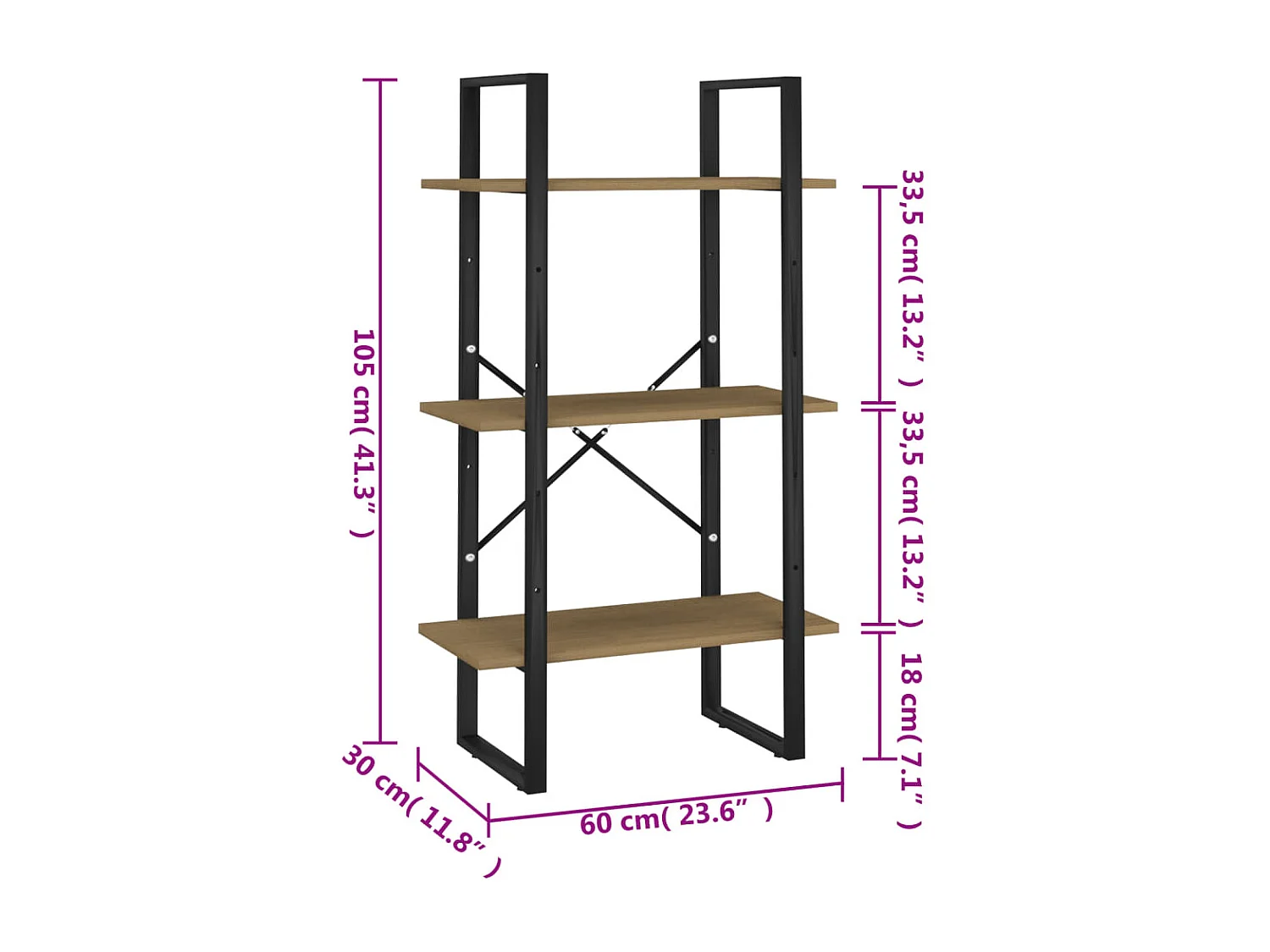 Étagère de rangement Marron 60x30x105 cm Bois de pin massif