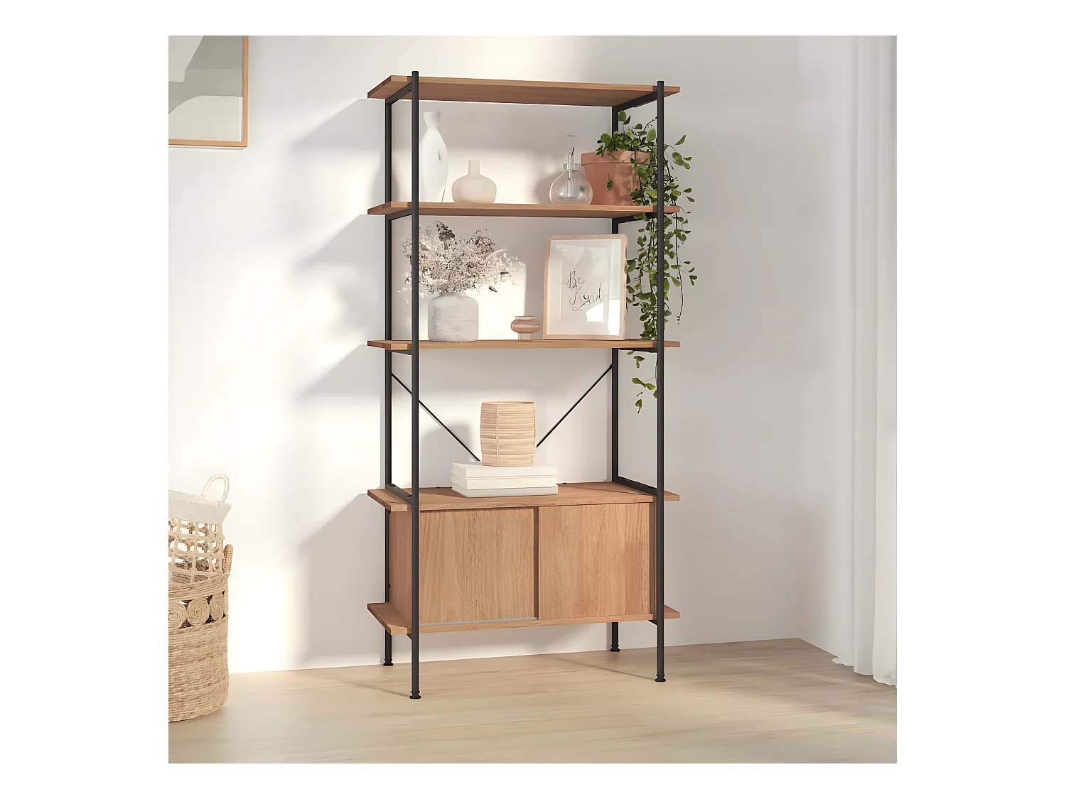 Étagère à 5 niveaux armoire 80x40x163cm Acier bois d'ingénierie