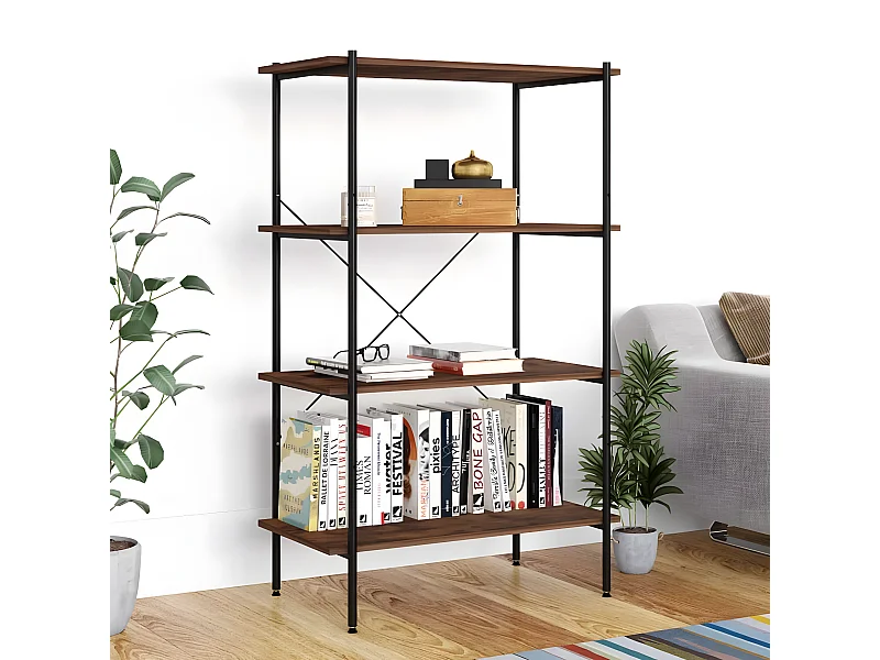 Opbergrek 4-laags 80x40x130 cm zwart en naturel