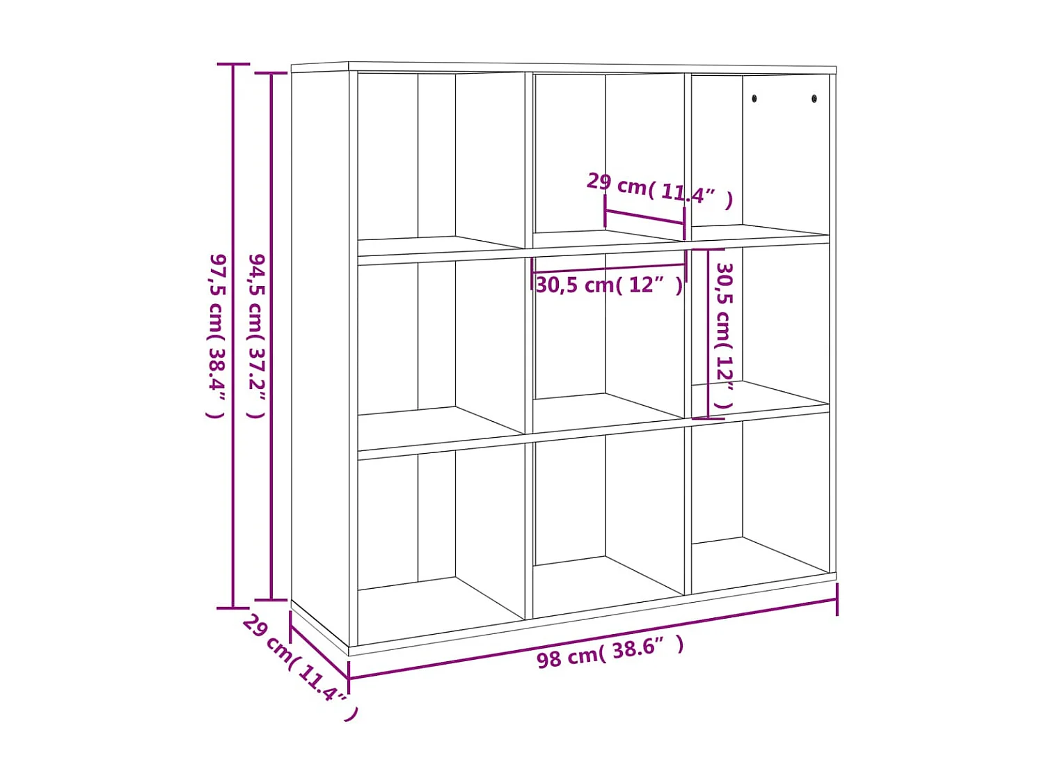 Armoire à livres Sonoma gris 98x30x98 cm